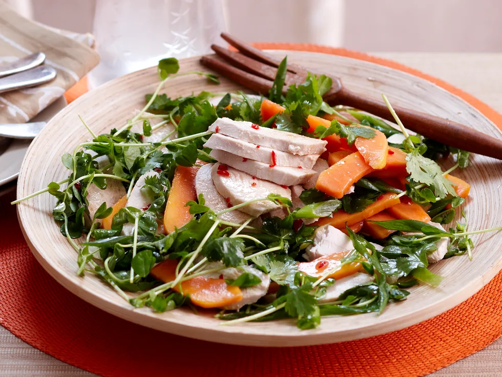Poached Chicken and Papaya salad
