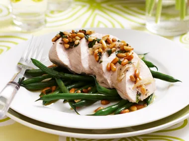 Poached chicken with green beans and tarragon