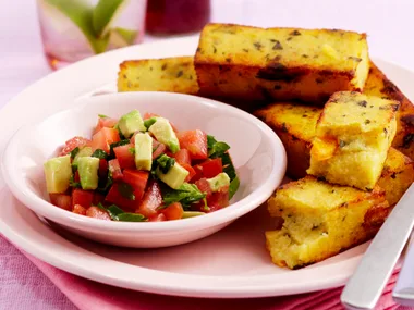 polenta fingers with avocado salsa