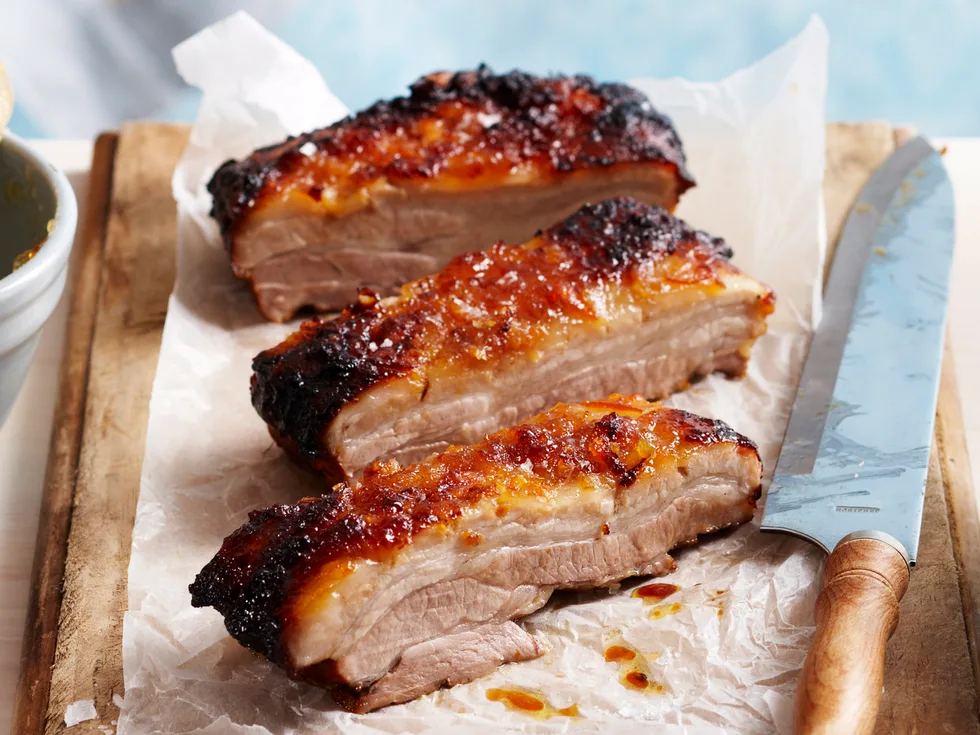 Pork belly with marmalade glaze