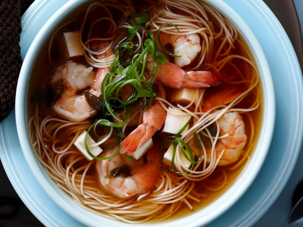 Prawn and Tofu Noodle Soup