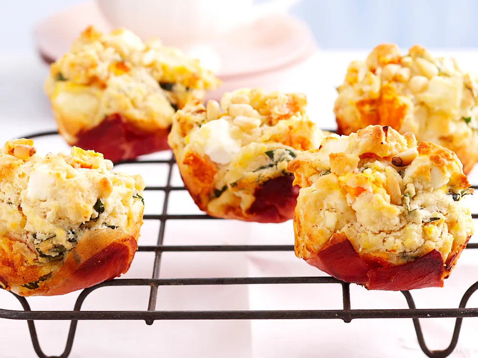 Pumpkin, feta and pine nut muffins
