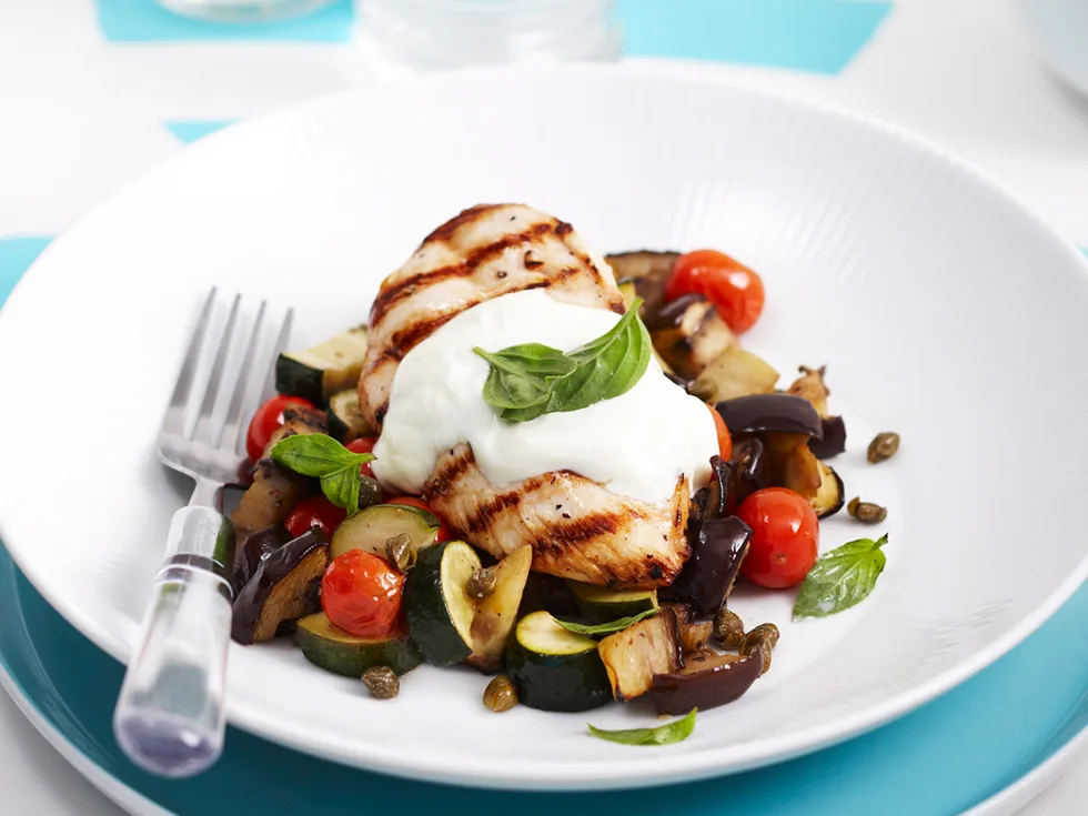 Ratatouille with char-grilled chicken