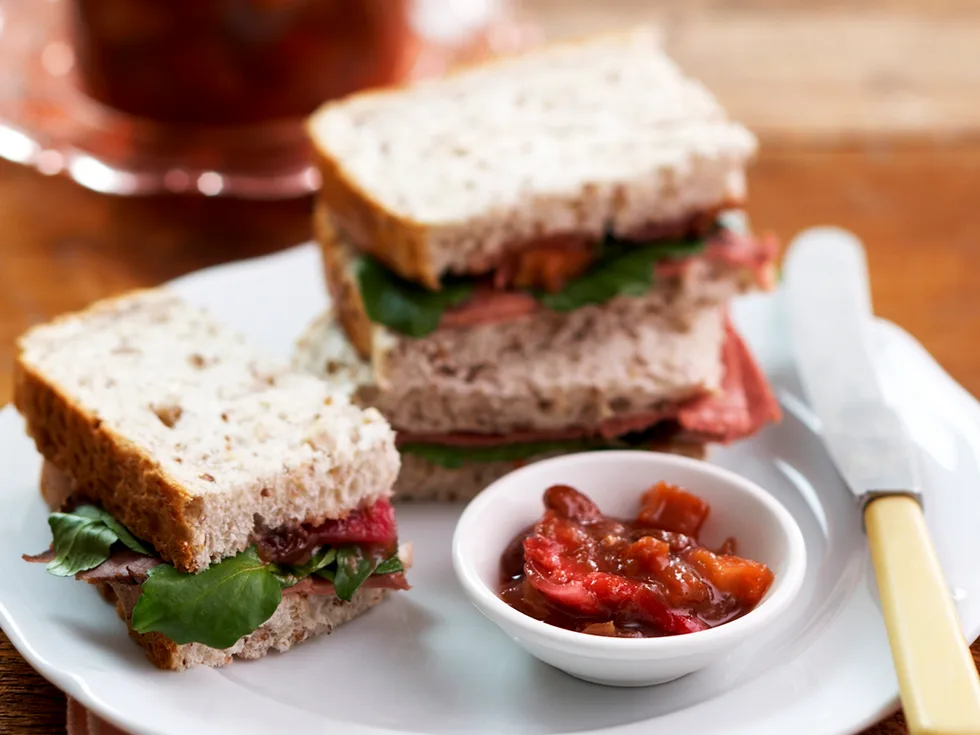 rhubarbs and mixed fruit chutney