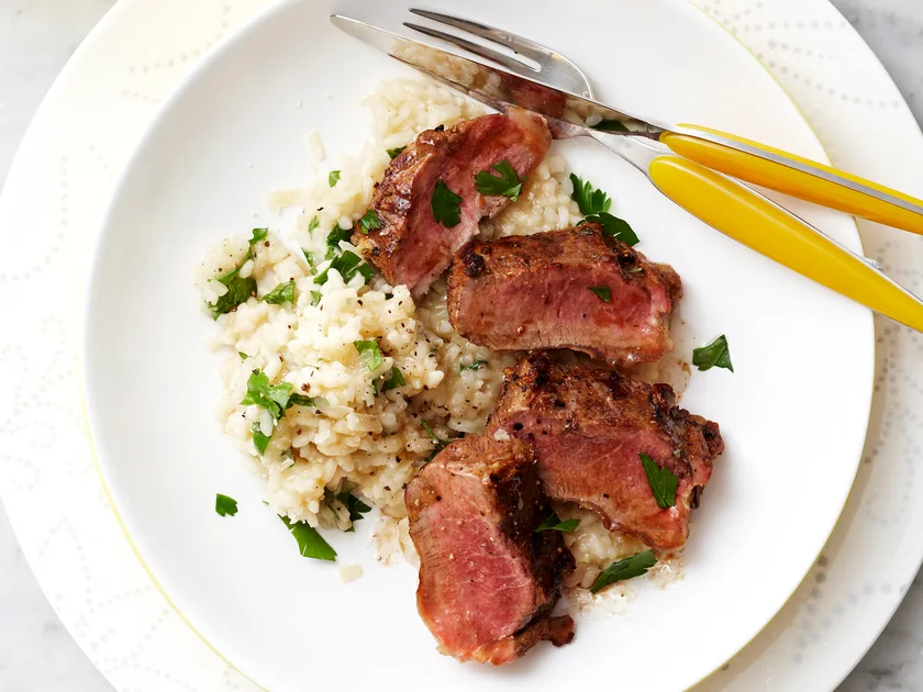 Risotto Milanese with char-grilled lamb