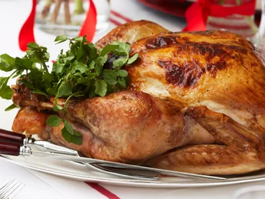 Roast turkey with pancetta and macadamia stuffing