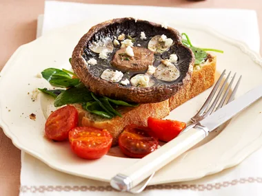 Roasted portabello mushrooms with garlic and feta