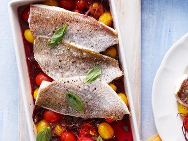 Roasted Snapper with balsamic potatoes