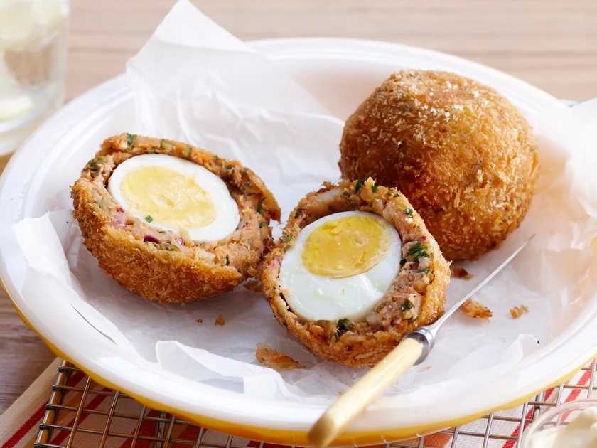 Salmon scotch eggs