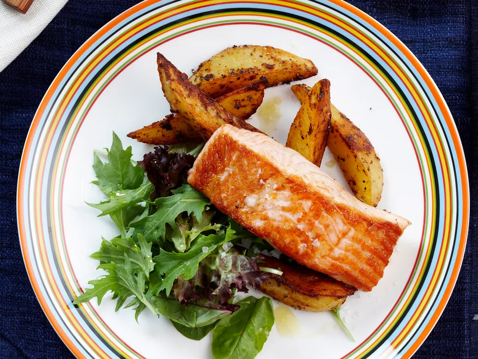 Salmon with Cajun Wedges