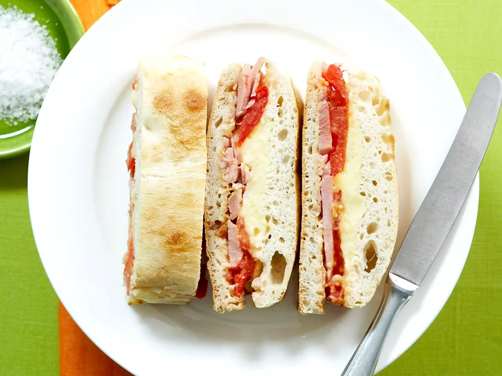 saucy ham, cheese and tomato fingers
