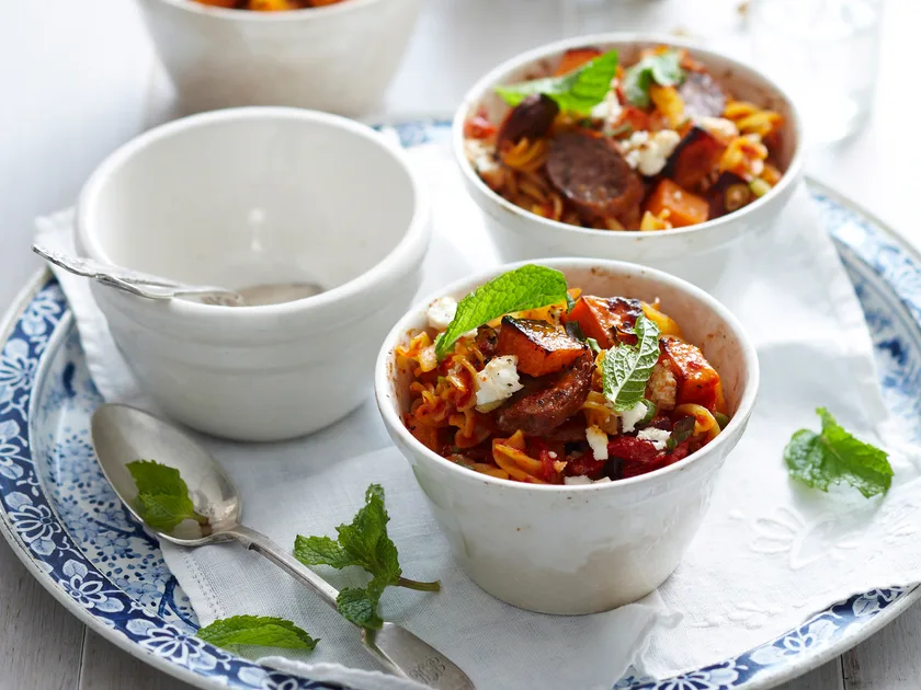 Sausage and pumpkin pasta bake
