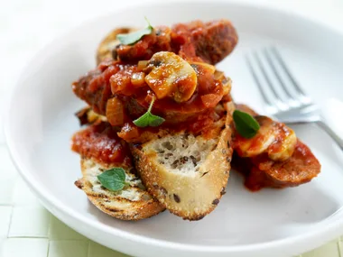 sausages with chilli tomato sauce