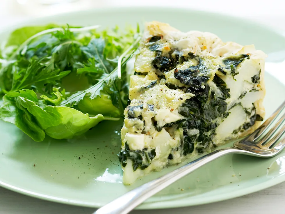 Silverbeet, potato and ricotta pie