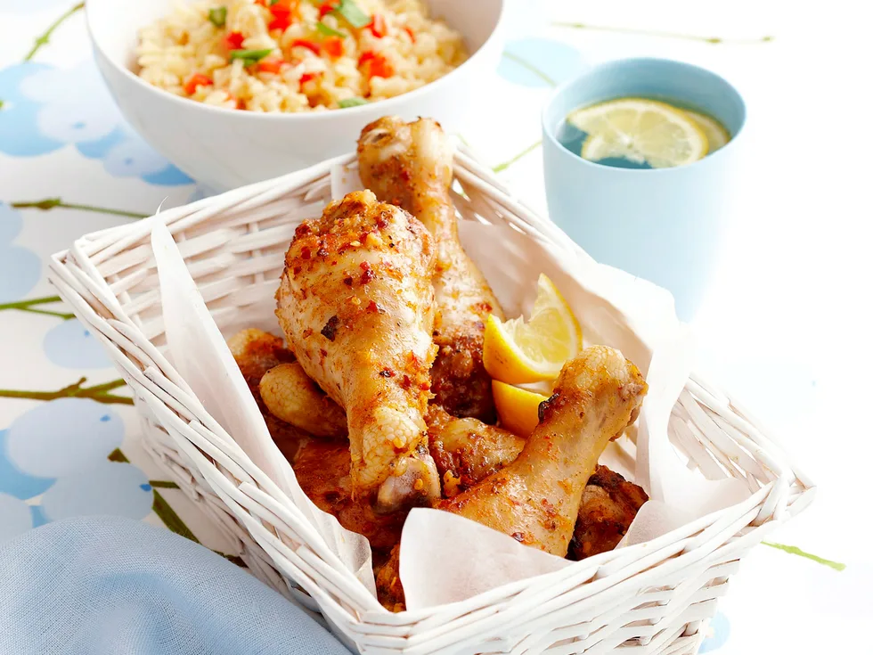 Smoky citrus chicken with saffron pilaf
