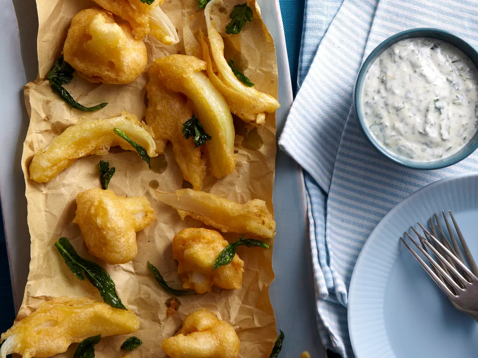 Spiced cauliflower and onion fritters