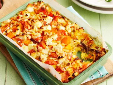 Spiced roasted vegetable polenta bake