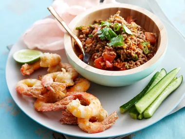 Spicy pork dip Crispy Thai prawns