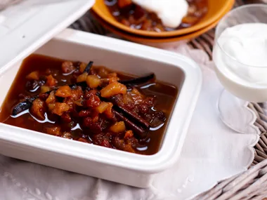 Tea-poached dried fruit