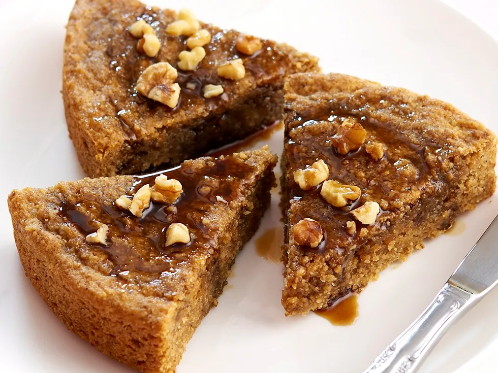 Walnut cake with coffee syrup