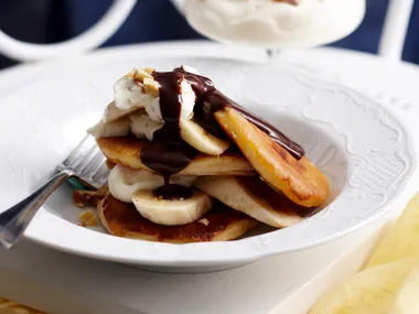 Walnut cream pikelet stack