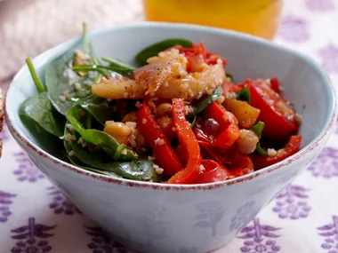 Warm Chicken, pear and Chickpea salad