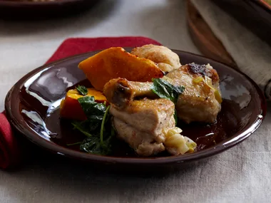 white wine chicken with tarragon dumplings