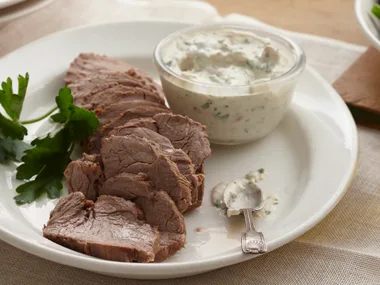 White wine poached veal with tuna dressing