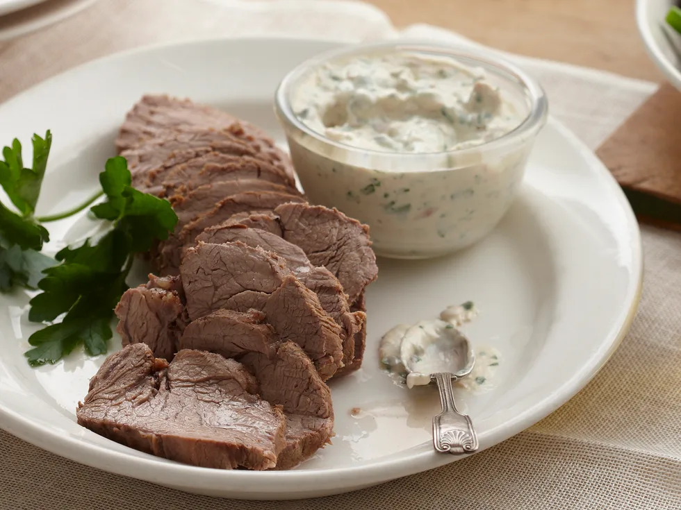 White wine poached veal with tuna dressing