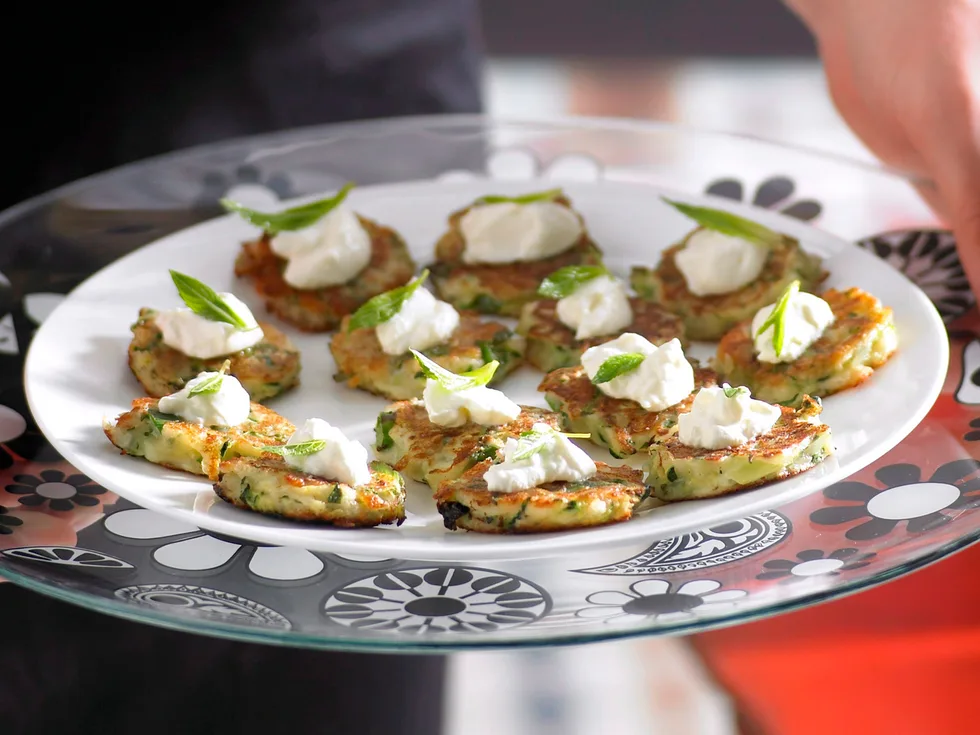 Zucchini and haloumi fritters