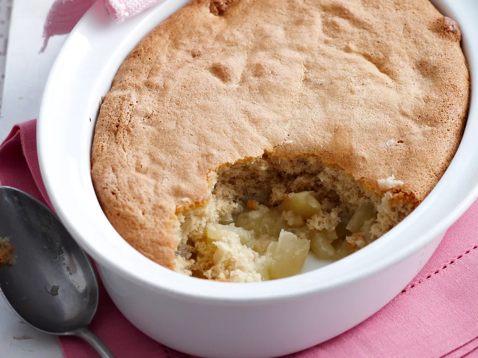 Apple and vanilla sponge pudding