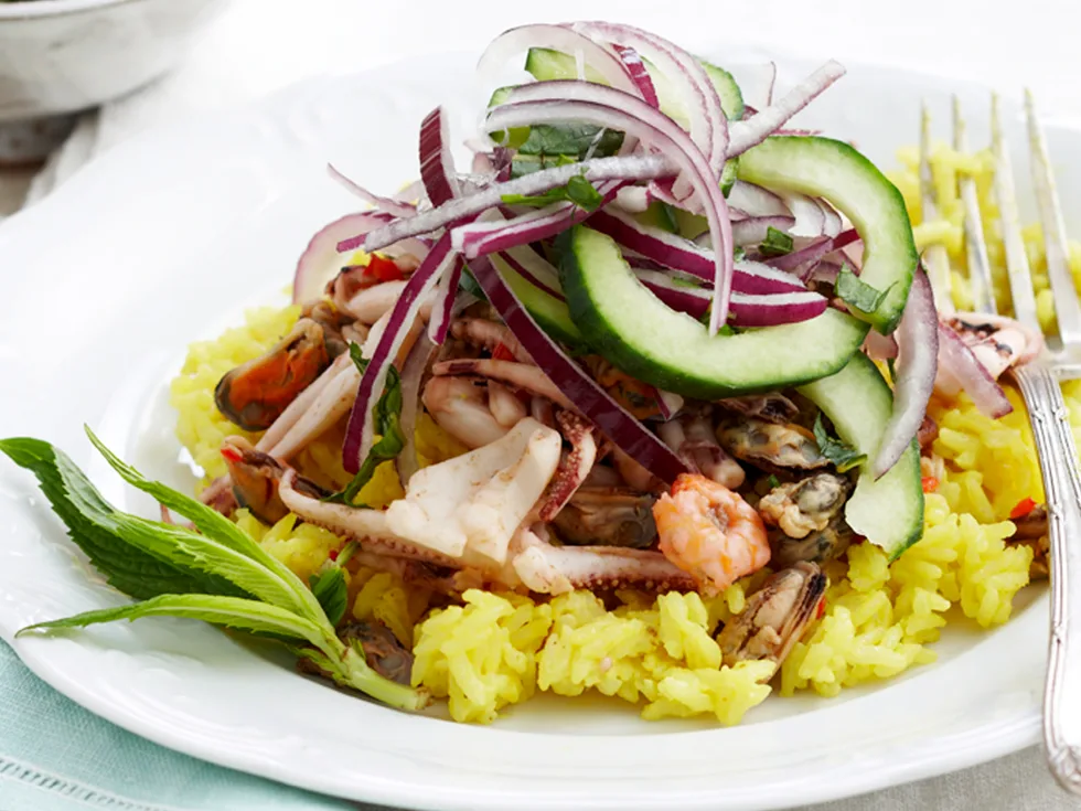 Asian marinara mix with coconut rice