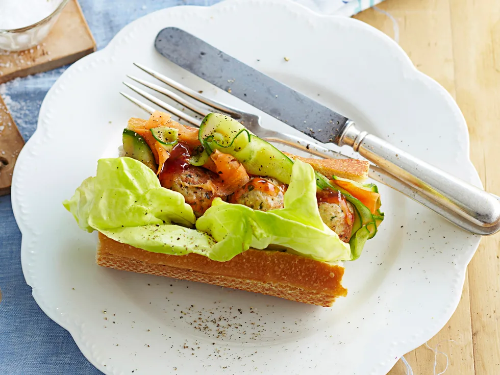 Asian pork meatball rolls