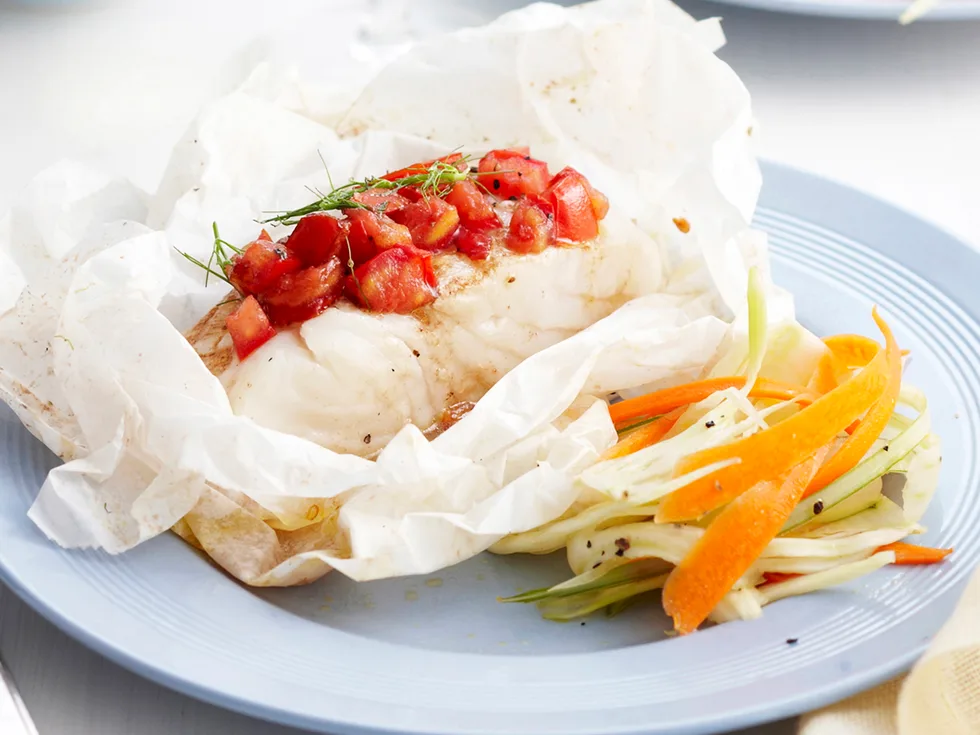 Baked fish parcels