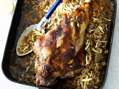 Baked Greek lamb with pasta