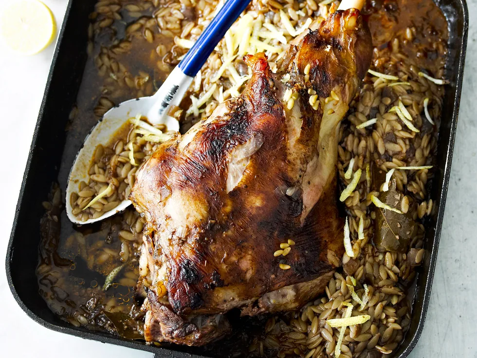 Baked Greek lamb with pasta