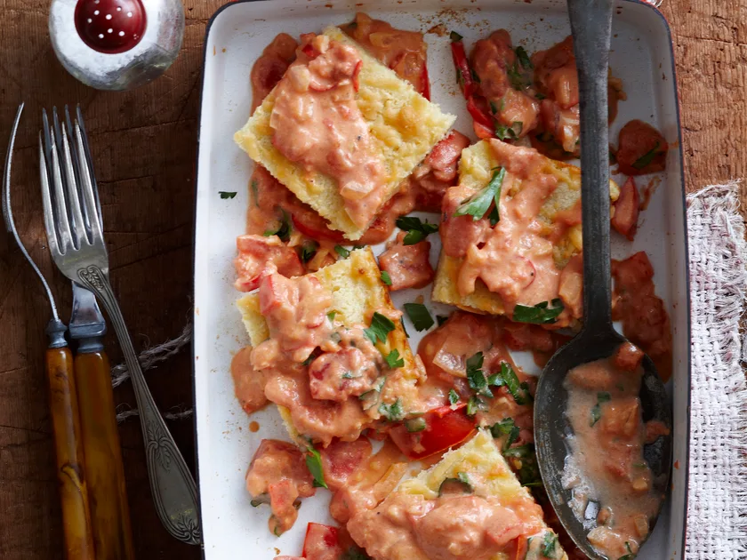 Baked semolina gnocchi with tomatoes recipe