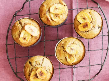 Banana, pecan surprise muffins