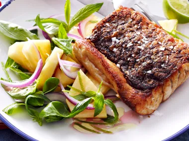 Barramundi with pineapple salad