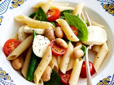 Bean and bocconcini pasta salad