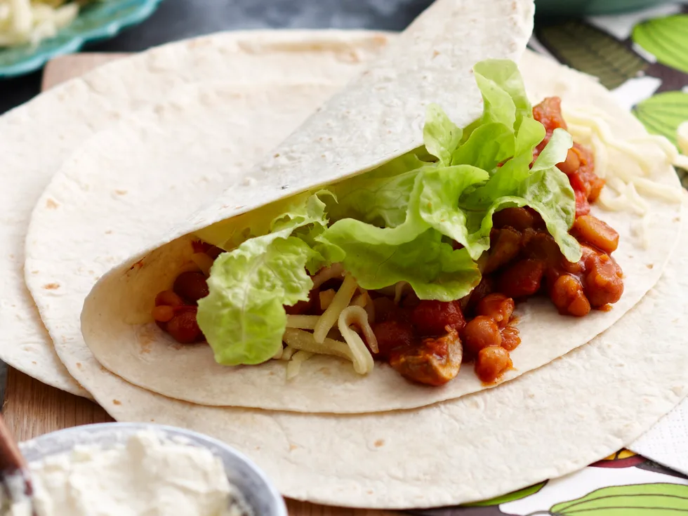 Bean and mushroom fajitas
