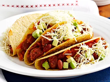 Bean and sausage tacos