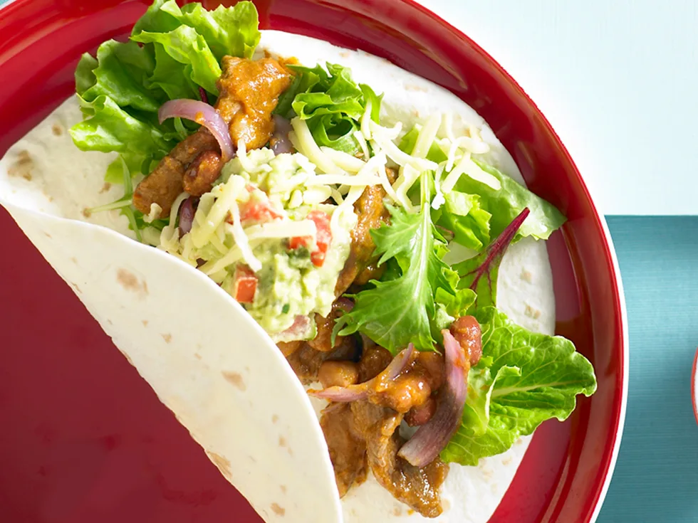 Beef and bean burritos
