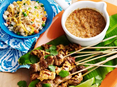 Beef and chicken satays