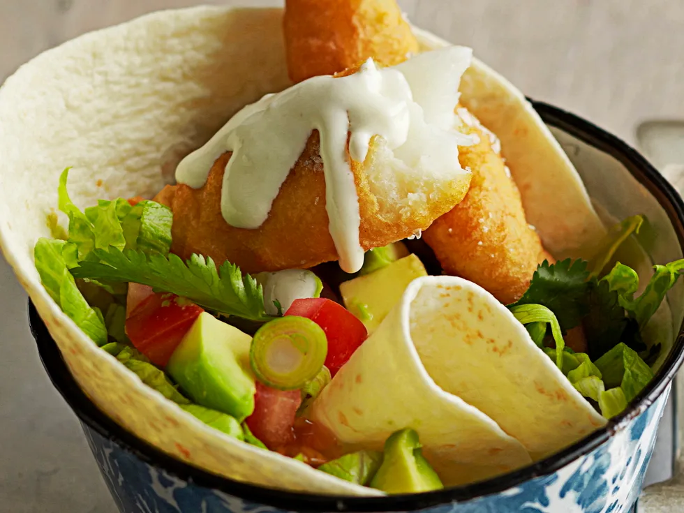 beer-battered fish tortillas