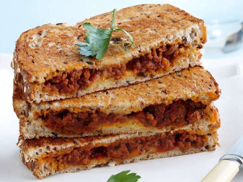 Bolognese and egg jaffles