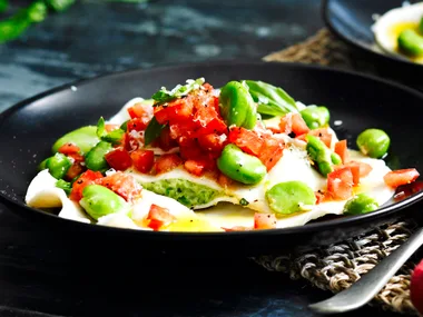 Broad bean and parmesan ravioli