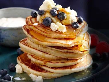 Buttermilk and blueberry pancakes