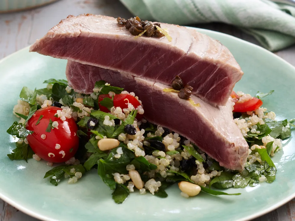 Caper, tuna and quinoa parsley salad