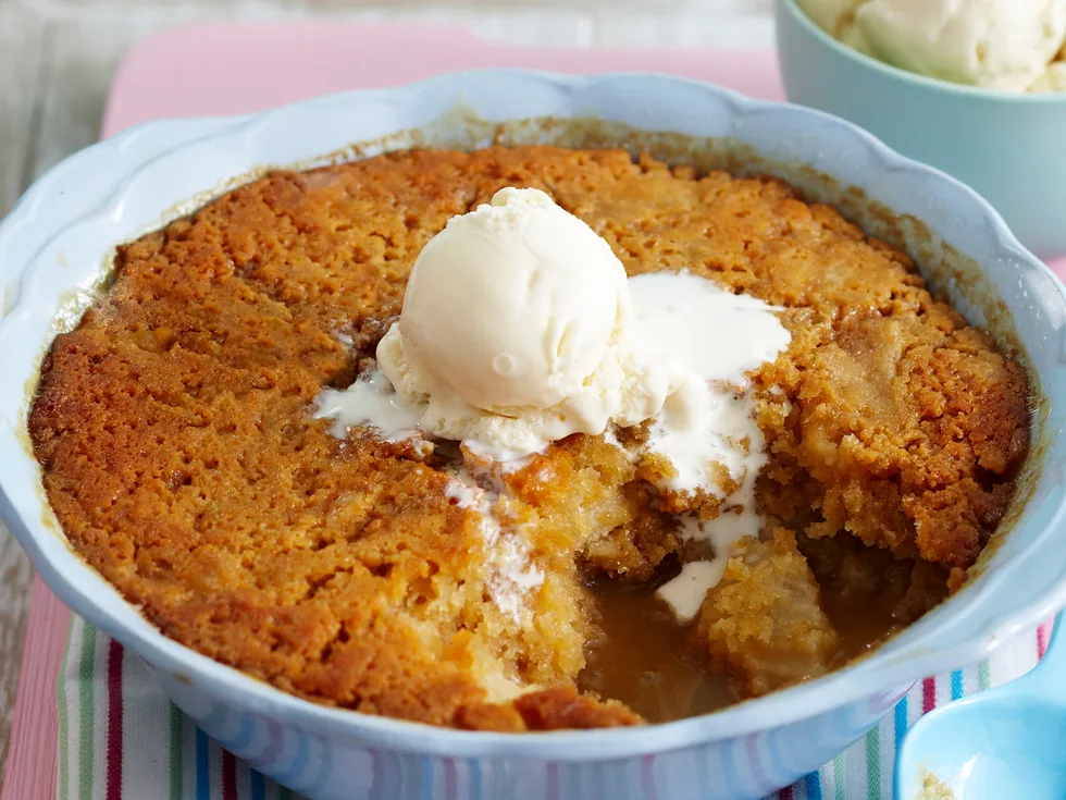 Caramel apple self-saucing pudding